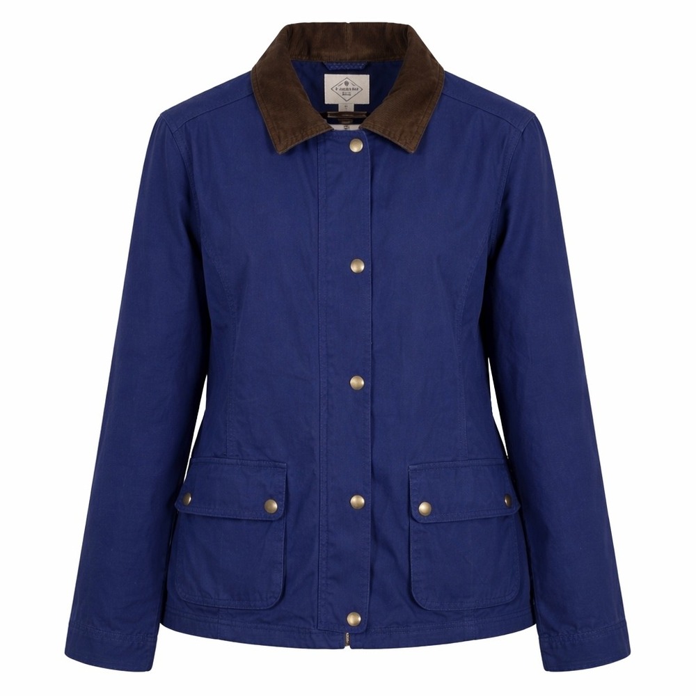 St Johns Bay Womens‎ Royal Blue Field Jacket Corduroy Collar Cotton Size L